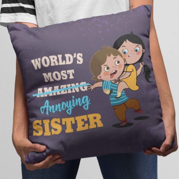 TheYaYaCafe Rakhi Gifts 24X24 inches Cushion Cover Princess Sister Printed Raksha Bandhan Birthday