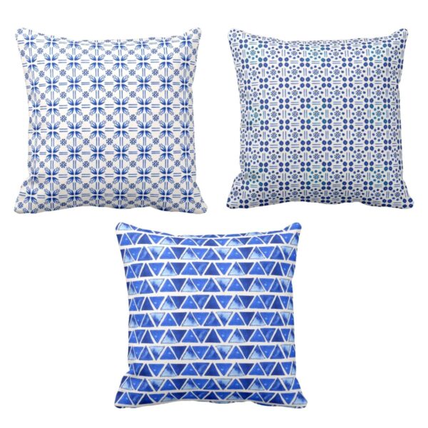 20 x 20 inch Classy Splendid Indigo Printed Cushion Covers Set of 3 for Home Sofa