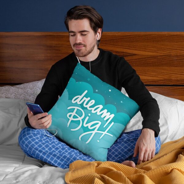 ? 20X20 inches Cushion Cover Motivational Quotes Printed Dream Big Sofa Throw Pillows Blue