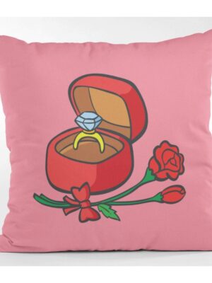 Valentine Propose Day Gifts for Girlfriend Wife Ring Rose Cupid Cushion Cover Love Printed Throw Pillow Couple - 12 x 12 inches