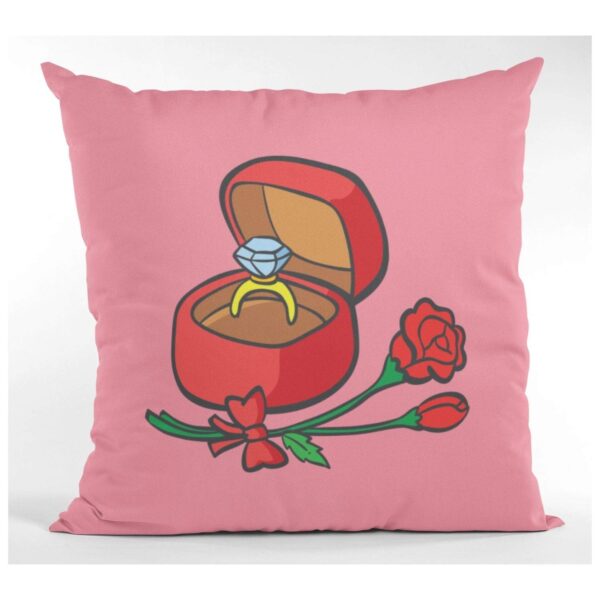 Valentine Propose Day Gifts for Girlfriend Wife Ring Rose Cupid Cushion Cover Love Printed Throw Pillow Couple - 12 x 12 inches