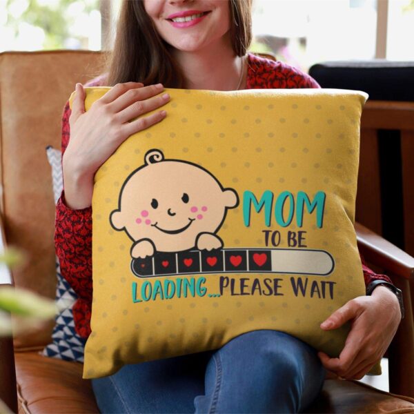 Birthday Gifts for Mom to Be 16 x 16 inches Mommy to Be Please Wait Printed Velvet Cushion Cover Throw Pillow