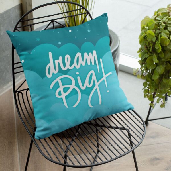 ? 20X20 inches Cushion Cover Motivational Quotes Printed Dream Big Sofa Throw Pillows Blue