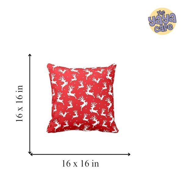 Canvas Cotton Christmas Reindeer Snowman House Decoration Cushion Covers (16x16 inches, Red)
