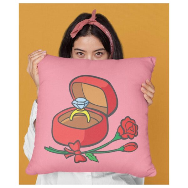 Valentine Propose Day Gifts for Girlfriend Wife Ring Rose Cupid Cushion Cover Love Printed Throw Pillow Couple - 12 x 12 inches