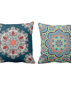 12 x 12 inch Antique Embroidery Printed Cushion Covers Set of 2 for Home Sofa