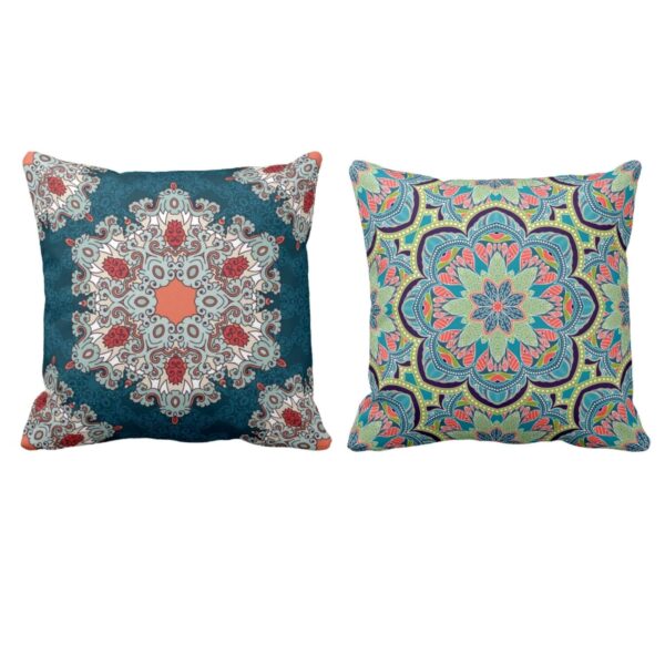 12 x 12 inch Antique Embroidery Printed Cushion Covers Set of 2 for Home Sofa