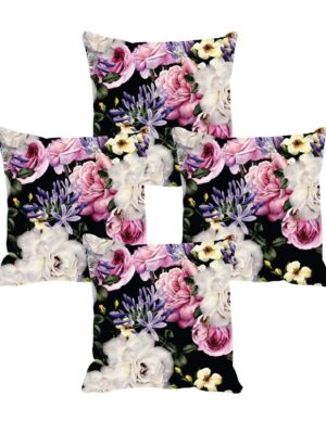 Yaya Cafe 12x12 inches Set of 4 Cushion Covers Printed Floral Comely Floral Flowers Sofa Throw Pillows Multicolor