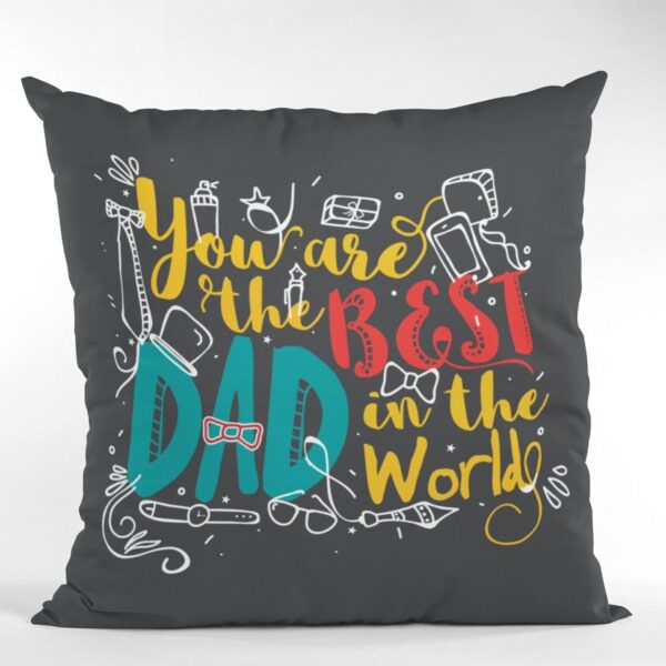 for Parent 12 x 12 inches Best Dad in The World Printed Velvet Cushion Cover Throw Pillow