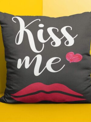 Valentine Kiss Day Gifts for Girlfriend Wife Kiss Me Cushion Cover Love Printed Throw Pillow Couple - 12 x 12 inches