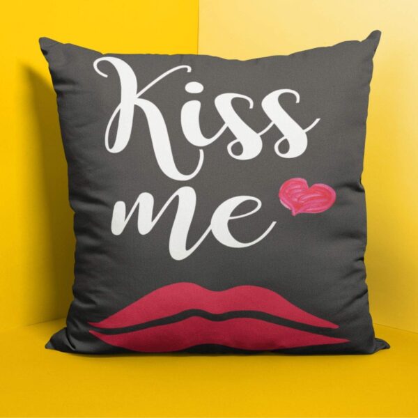 Valentine Kiss Day Gifts for Girlfriend Wife Kiss Me Cushion Cover Love Printed Throw Pillow Couple - 12 x 12 inches