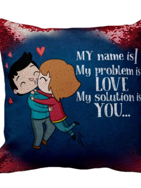 Yaya Cafe Sequin Cute I Love You Solution Cushion with Filler