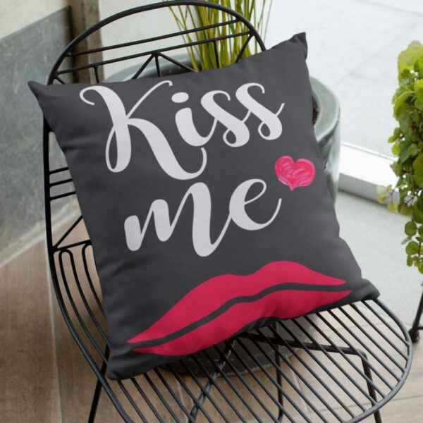 Valentine Kiss Day Gifts for Girlfriend Wife Kiss Me Cushion Cover Love Printed Throw Pillow Couple - 12 x 12 inches