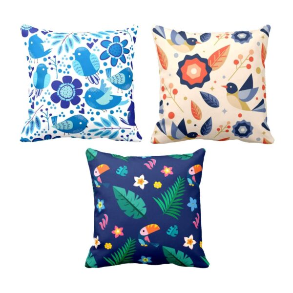 24X24 inches Set of 3 Cushion Covers Magnetic Floral Flowers Printed Sofa Throw Pillows Multicolor