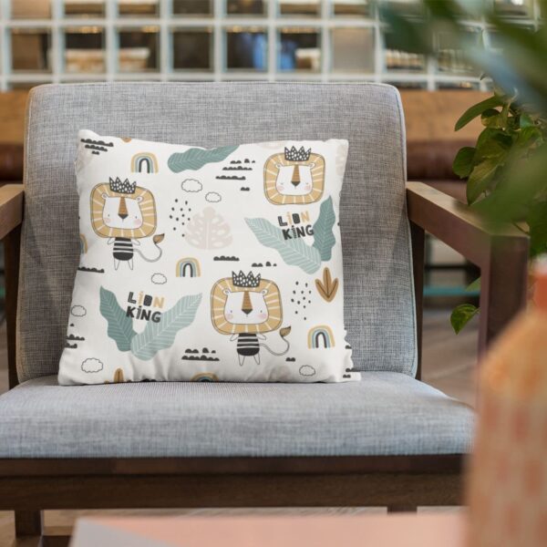 Cute Animal Baby Lion King Printed Cushion Cover for Kids, Living Room, Bedroom, Sofa Throw Pillow Velvet - 16x16 Inches
