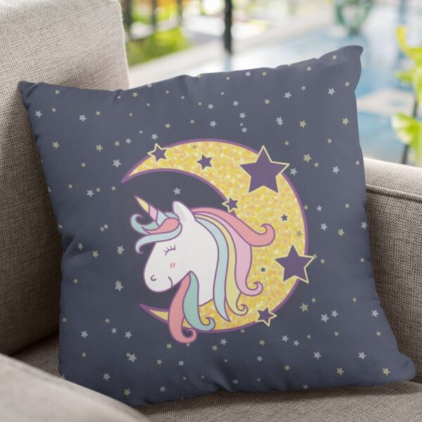 Birthday Gifts 12 x 12 Dream Moon Unicorn Printed Velvet Cushion (with Filler) Throw Pillow Sofa