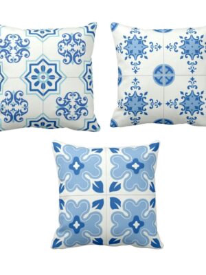 Abstract Attractively Indigo Tie Cushion Cover Set of 3 12X12 inches