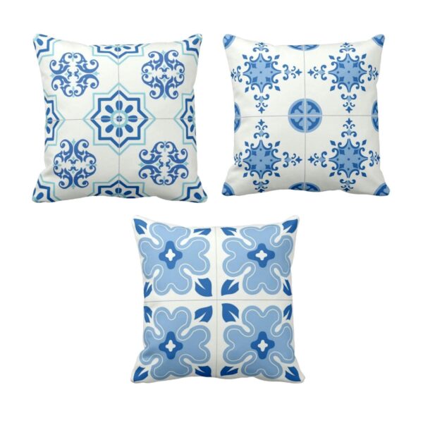 Abstract Attractively Indigo Tie Cushion Cover Set of 3 24X24 inches