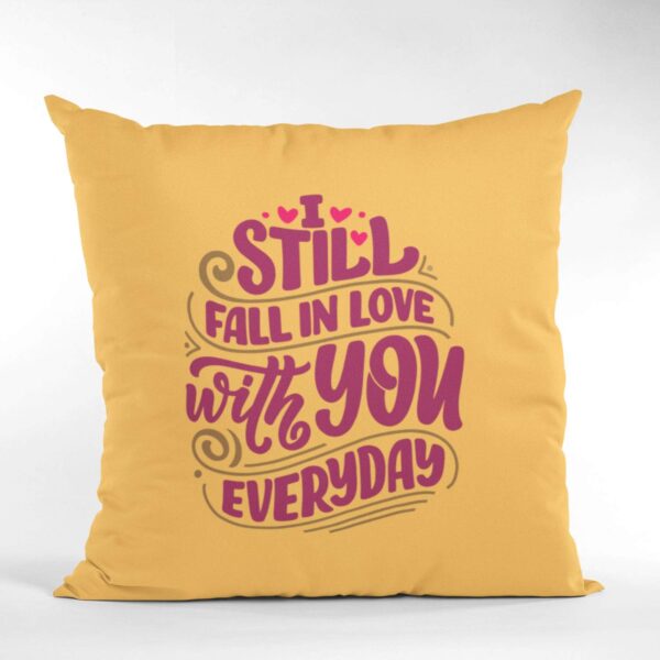 Birthday Gifts 12 x 12 inches Printed Velvet Cushion (with Filler) for Girlfriend Boyfriend Husband Wife Throw Pillow - Fall in Love with