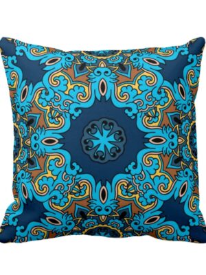 24 x 24 inch New Year Gifts Jango Ikat Indigo Printed Cushion Cover for Home Sofa