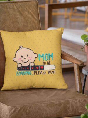 Birthday Gifts for Mom to Be 20 x 20 inches Mommy to Be Please Wait Printed Velvet Cushion Cover Throw Pillow