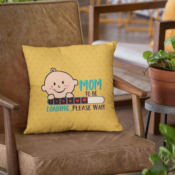 Birthday Gifts for Mom to Be 16 x 16 inches Mommy to Be Please Wait Printed Velvet Cushion Cover Throw Pillow