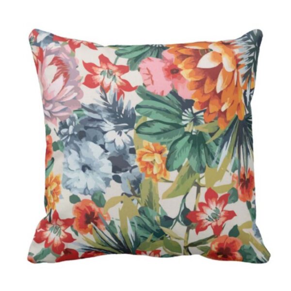 Modern Floral Cushion Cover 20x20 Inches | Canvas Cotton 200 TC | Throw Pillow Cover for Sofa, Couch, Chair & Home Decor