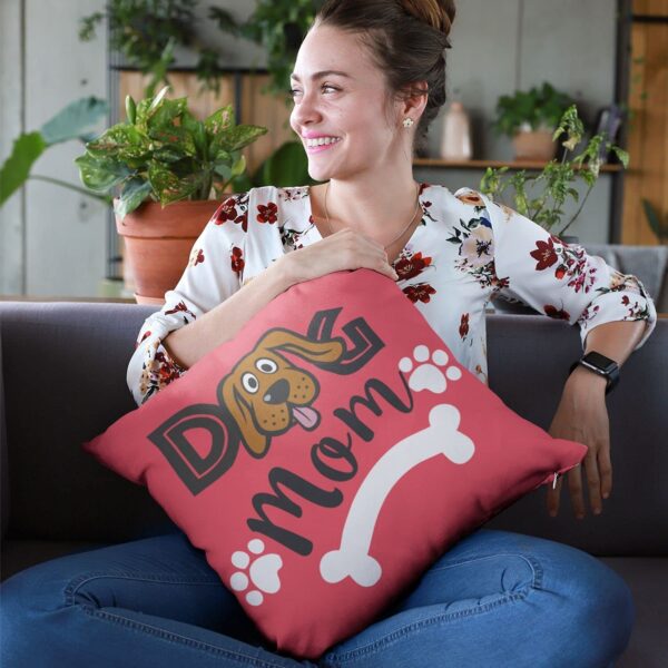 Birthday Gifts for Mom 24 x 24 inches Dog Mom Pets Printed Velvet Cushion Cover Throw Pillow