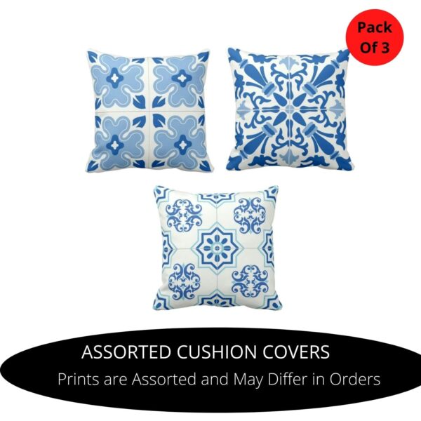 20x20 Inches Assorted Floral Abstract Pattern Printed Cotton Cushion Pillow Covers (Multicolour) - Set of 3