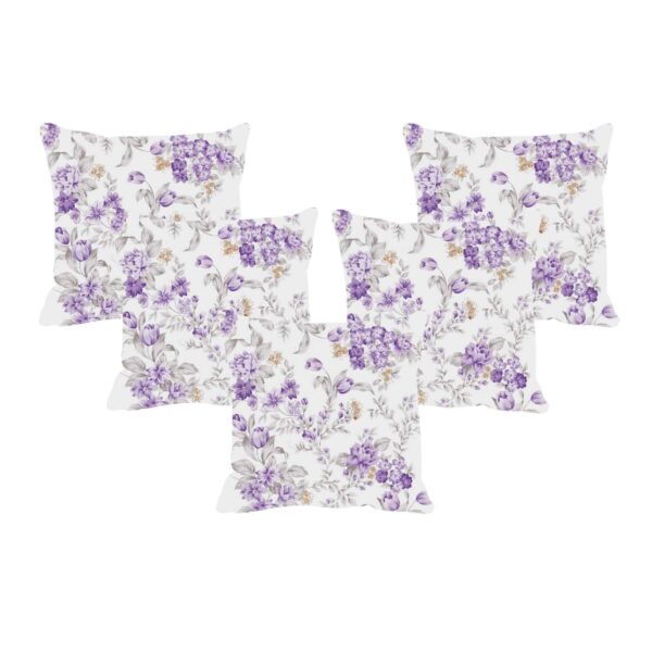 24x24 inches Set of 5 Cushion Covers Beauteous Floral Flowers Printed Sofa Throw Pillows Purple