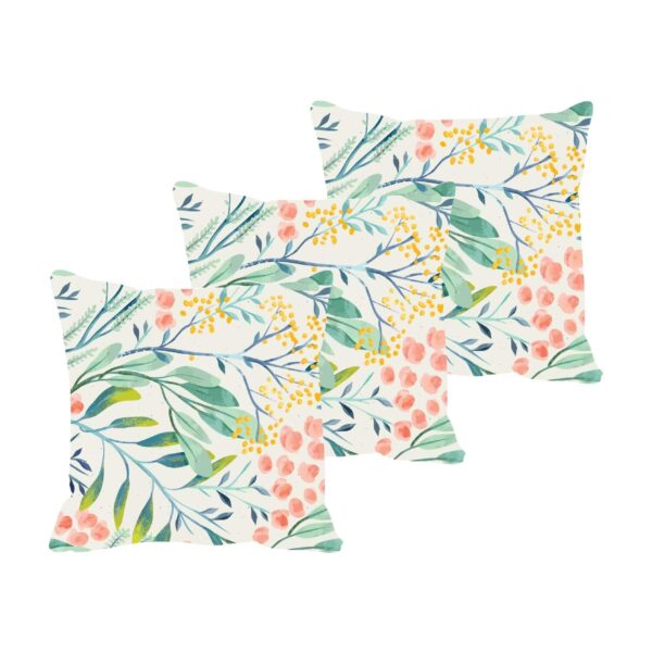 24X24 inches Set of 3 Cushion Covers Nice Floral Flowers Printed Sofa Throw Pillows Multicolor