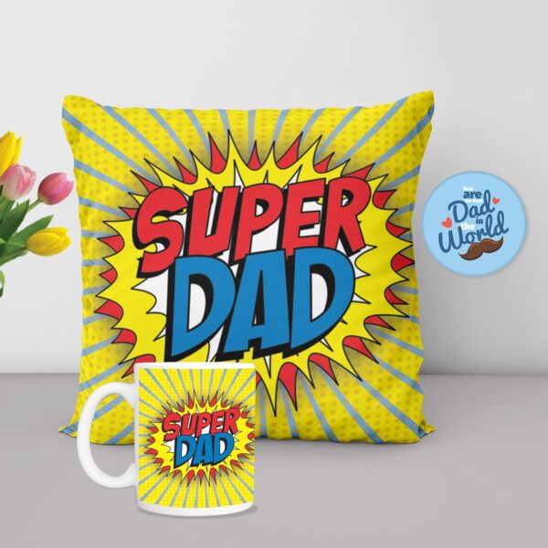 Father's Day Gifts Mug, Cushion Cover, Fridge Magnet Combo Hamper Set of 3 for You are The Best Papa