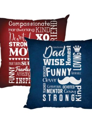 Mothers for Parents Honest Hardworking Mom Dad Printed Cushion Cover Set of 2-16X16 inches