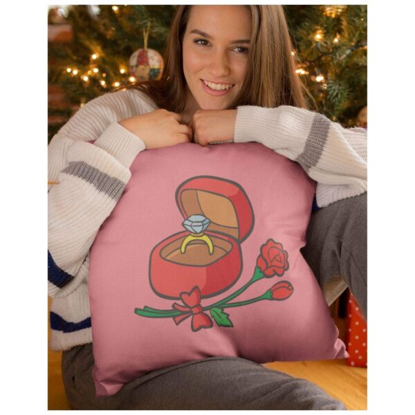 Valentine Propose Day Gifts for Girlfriend Wife Ring Rose Cupid Cushion Cover Love Printed Throw Pillow Couple - 12 x 12 inches