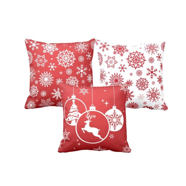 Christmas Gifts Cushion Covers House Decoration 24 x 24 inches Set of 3 - Snowflakes Ornaments Snowman