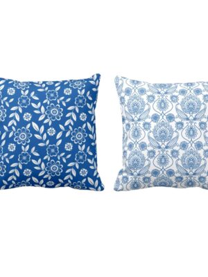 24 x 24 inch Elegant Admirable Indigo Printed Cushion Covers Set of 2 for Home Sofa