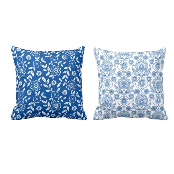 12 x 12 inch Elegant Admirable Indigo Printed Cushion Covers Set of 2 for Home Sofa