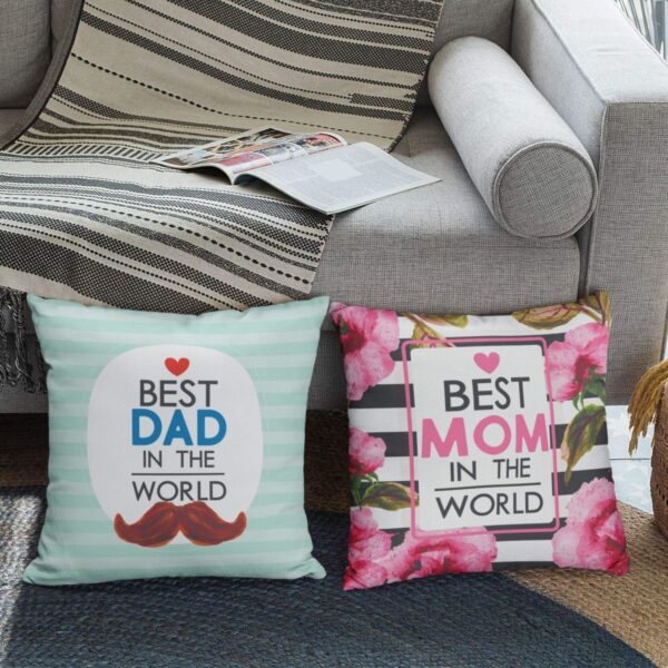 , Best Mom Dad in The World Cushion Covers 16x16 inches | Wedding Marriage Mothers Fathers Day