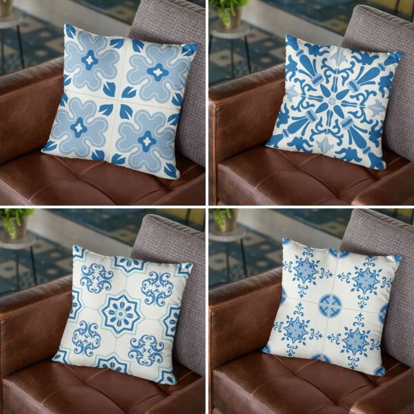 16 x 16 inch New Year Gifts Indigo Printed Cushion Covers Set of 4 for Home Sofa