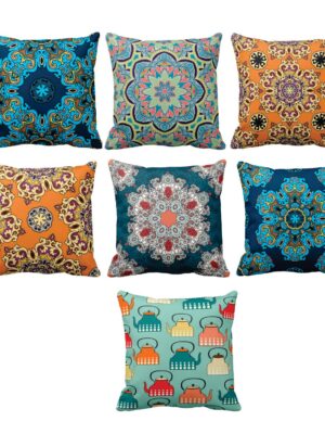 24 x 24 inch Pleasing Indigo Printed Cushion Cover Set of 7 for Home Sofa