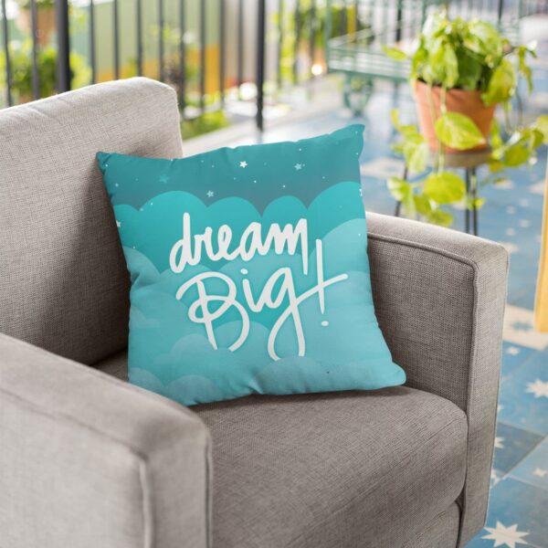 ? 20X20 inches Cushion Cover Motivational Quotes Printed Dream Big Sofa Throw Pillows Blue
