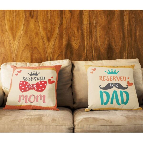 Birthday Gifts for Mom Dad 24 x 24 inches Reserved for Queen Mom King Dad Printed Velvet Cushion Cover Throw Pillow