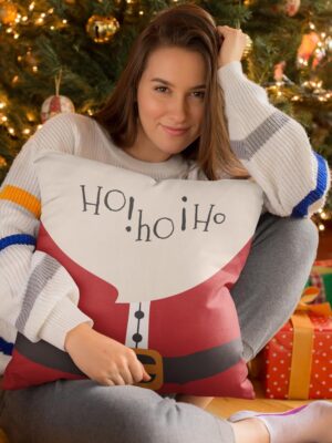 Christmas Cotton Cushion Covers for House Decoration ( Ho Ho Ho Santa, 16X16 inches)