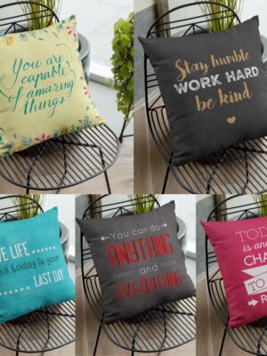 12X12 inches Set of 5 Cushion Covers Stay Humble Work Hard Motivational Quotes Sofa Throw Pillows Multicolor