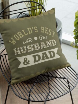 World's Best Husband and Dad Cushion with Filler – Gift for Father | 12x12
