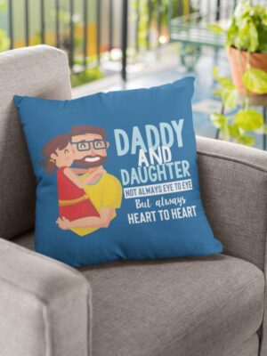 Daddy and Daughter Cushion with Filler – Father's Day & Birthday Gift | 12x12