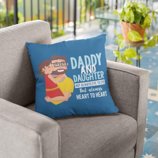 Daddy and Daughter Cushion with Filler – Father's Day & Birthday Gift | 12x12