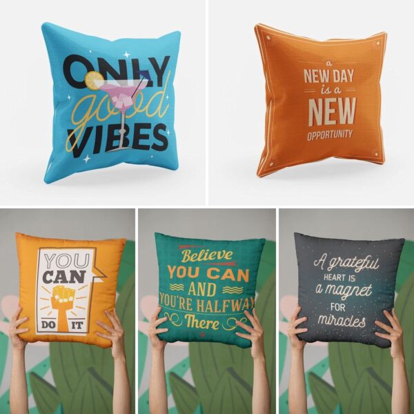 A Grateful Heart is a Magnet Motivational Cushion Covers Set of 5 | 16x16 Sofa Pillows