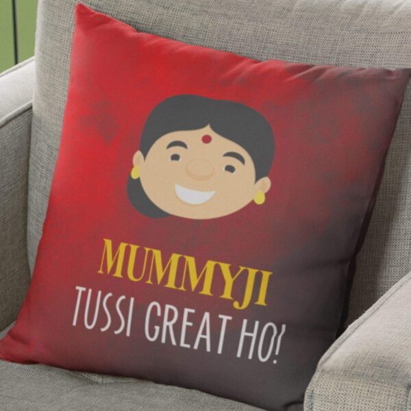 Mummy Ji Tussi Great Ho Cushion with Filler – Birthday Gift for Mother in Law | 12x12