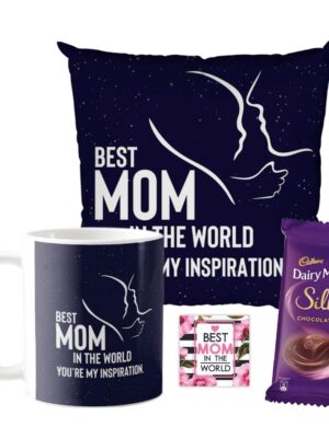 Mother's Day Chocolate Gift Combo for Mom – Mug Cushion Cover & Dairy Milk Silk